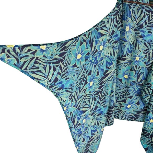 NWT Embassy Row II Pure Silk Blue Green Floral Resort Swim Cover Paradise - Picture 8 of 10